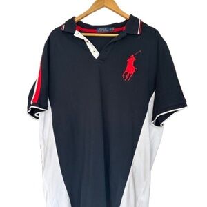 Ralph Lauren Navy Polo with Red and White Stripes